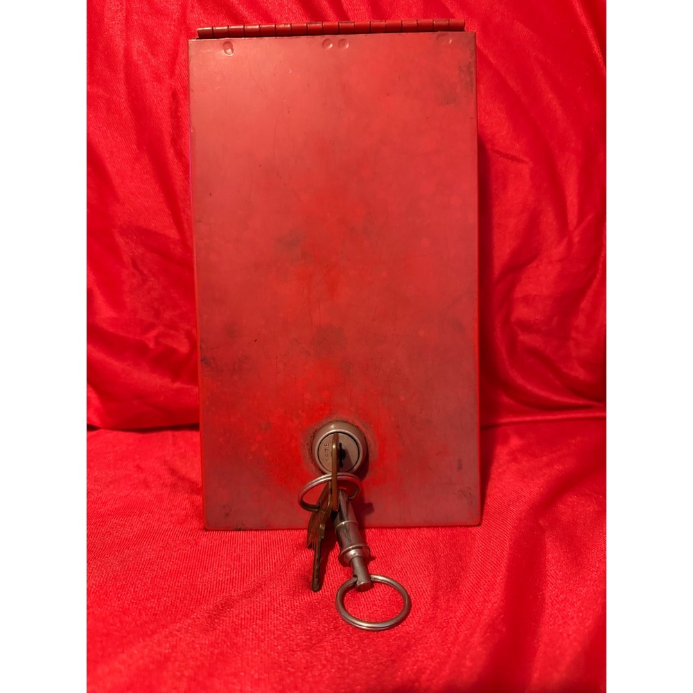 Vintage Rare Snap-on Red Metal Lock Box Box with 2 Keys Y476 Y475 USA Made 537-1